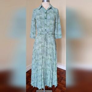 Blue Moon Canada Green Polka Dot Shirt Dress Size XXS